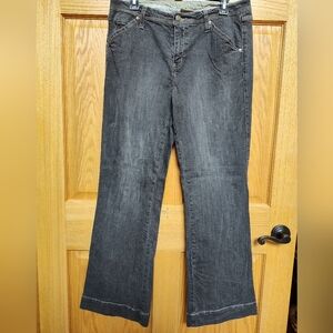 Ruff Hewn Women's Flare Wide Leg Jeans with Classic Style, Button Pockets